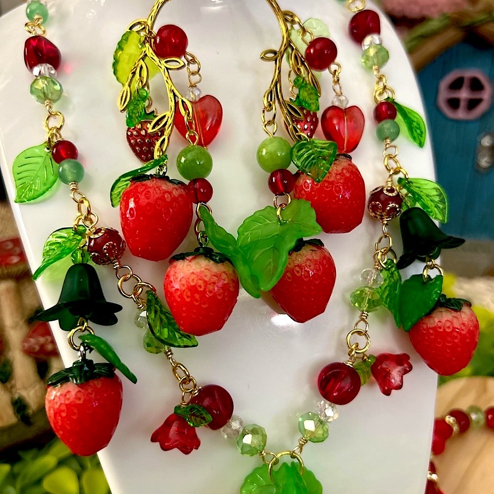 Handmade Strawberry Fairycore Dream Jewelry Set